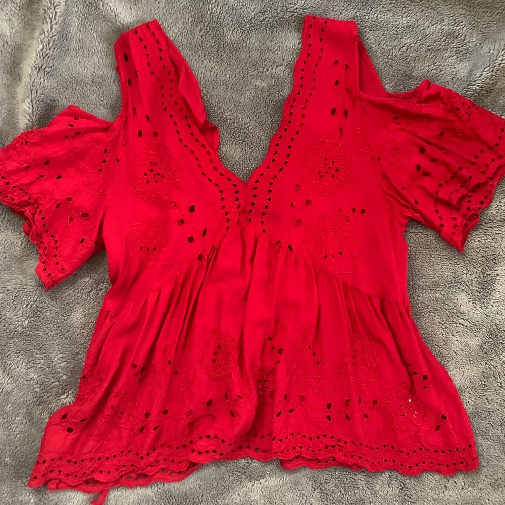 Peplum inspired red blouse